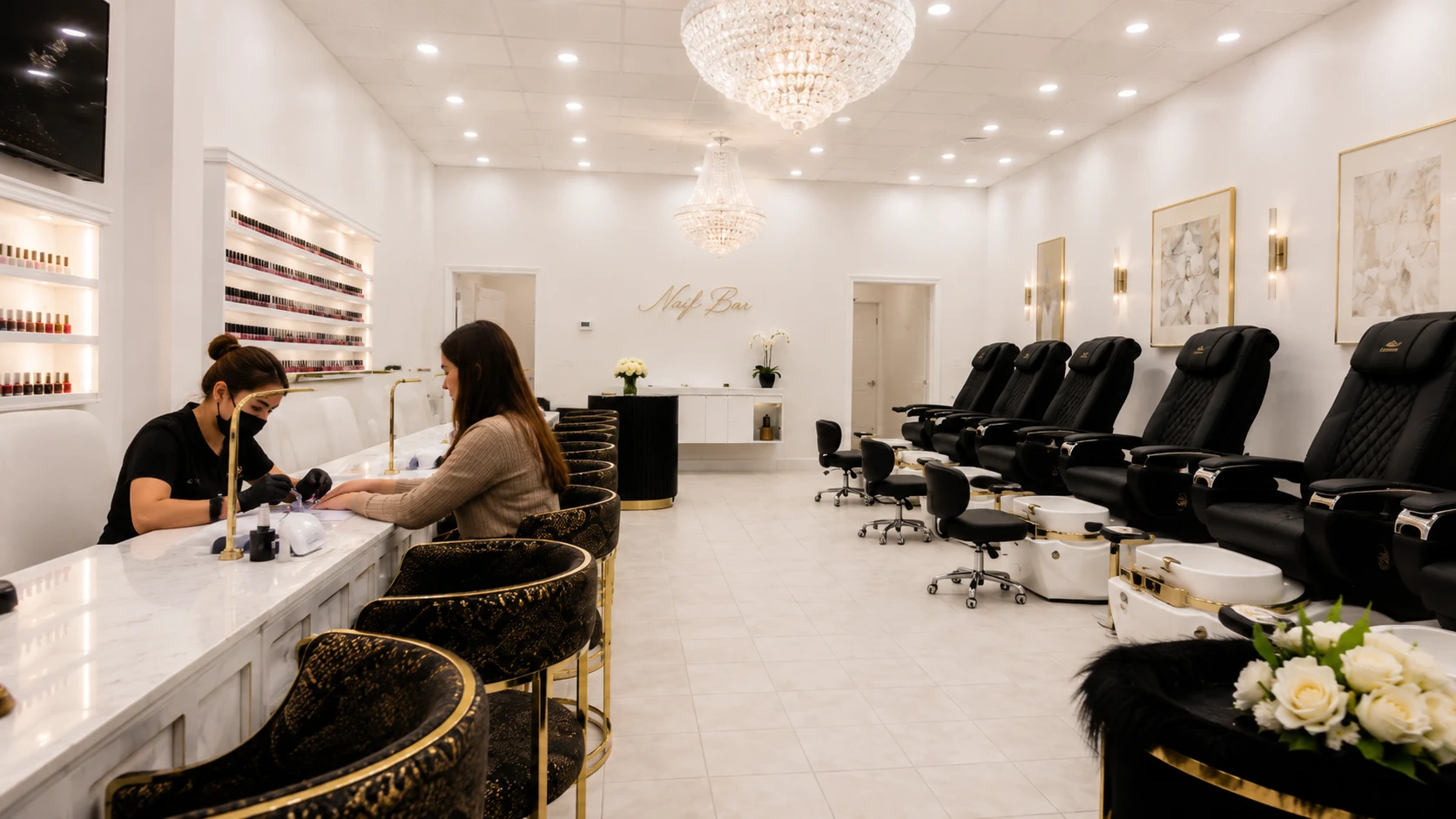 Espace pédicure du salon Ongles Hue à Sainte-Julie